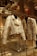 A close-up view of a fashion display featuring intricately designed jackets hanging on a rack in an upscale retail environment. The jackets exhibit detailed patterns and textures, with one appearing in a white hue with embossed geometric designs, and the other showcasing a gold and black intricate pattern. The background shows a reflection of the luxurious store interior, with shelves, lighting, and other merchandise visible.
