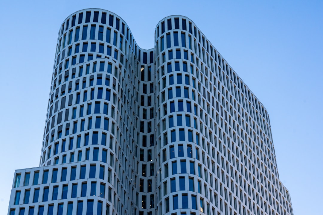 white and blue concrete building,