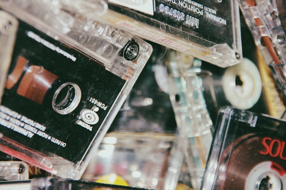 black and white cassette tape