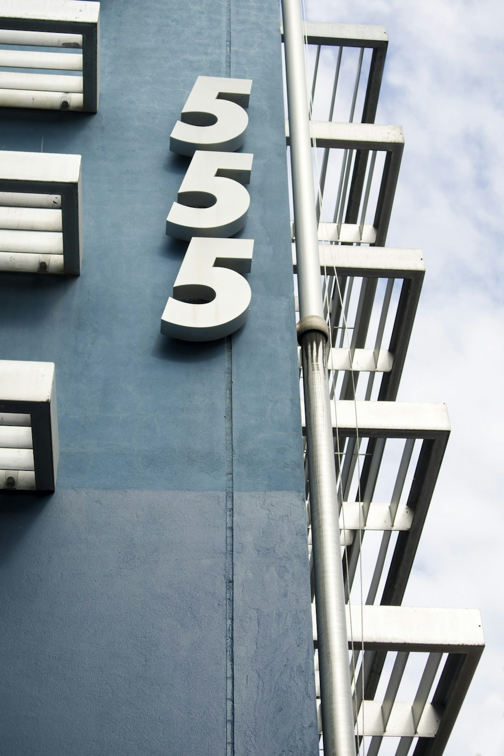 blue and white concrete building