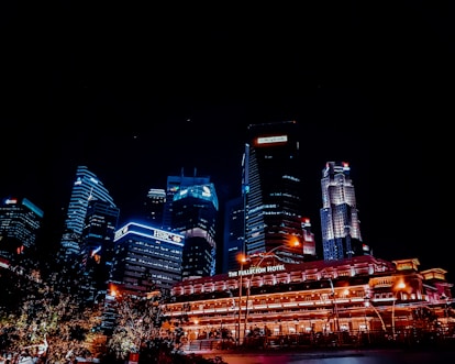 city buildings during night time
