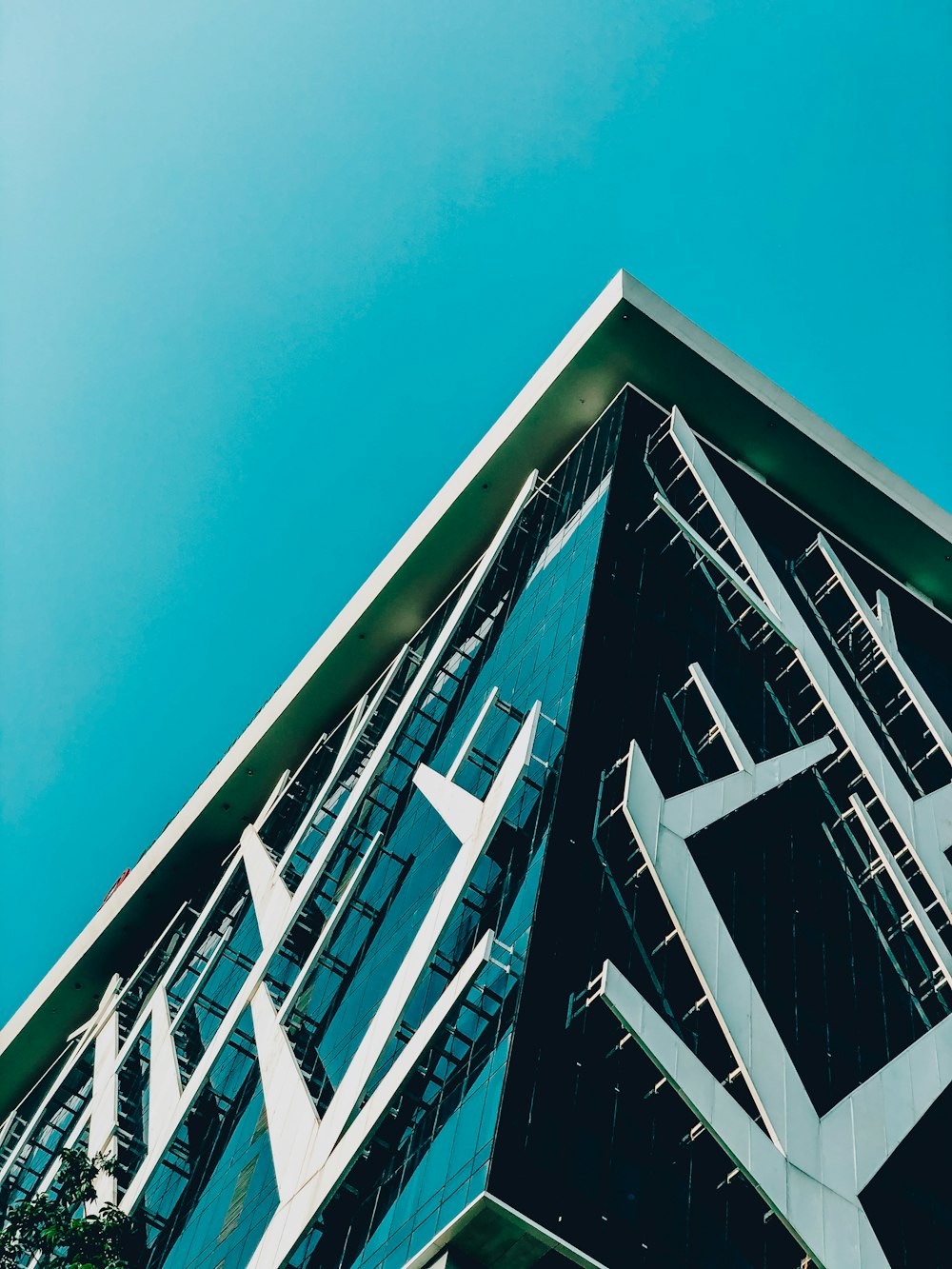 blue and white concrete building