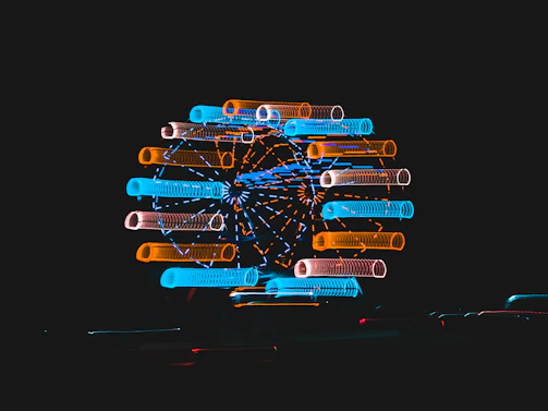 blue red and yellow lights