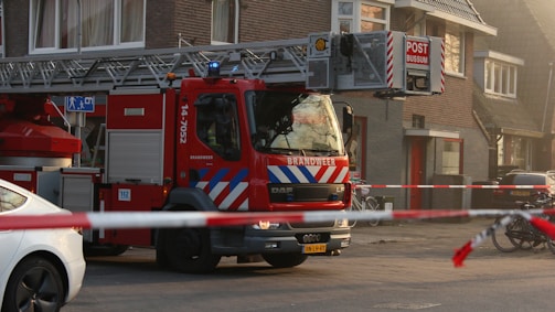 red and white fire truck