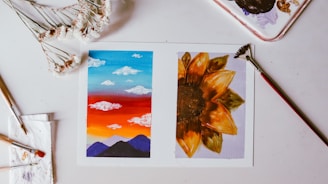 yellow and brown flower painting