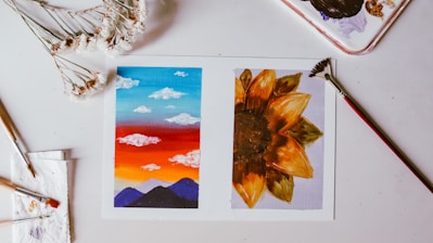 yellow and brown flower painting