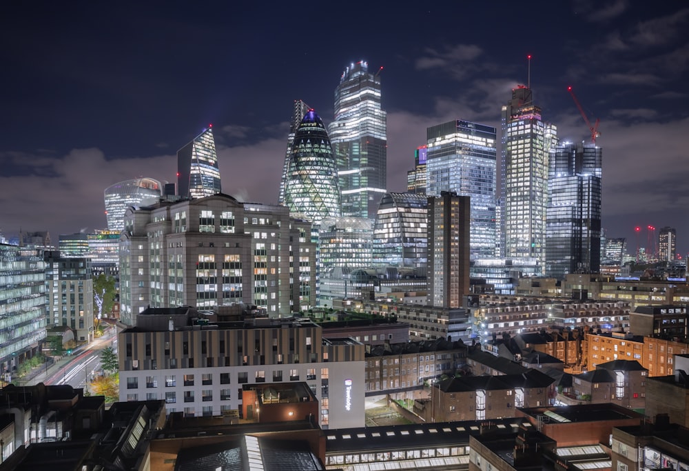 city buildings during night time