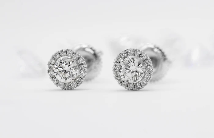Luxury earrings close up