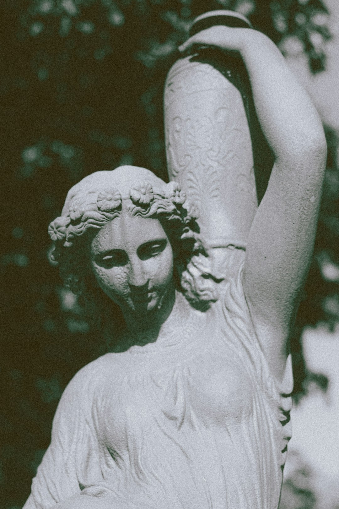 woman with face mask in white dress