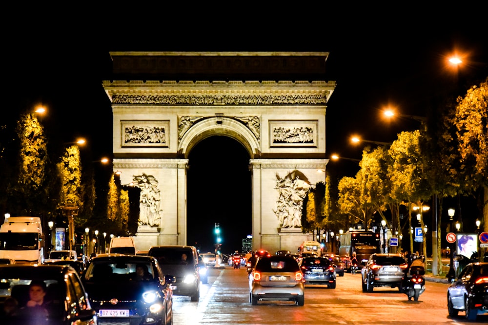 cars on road during night time