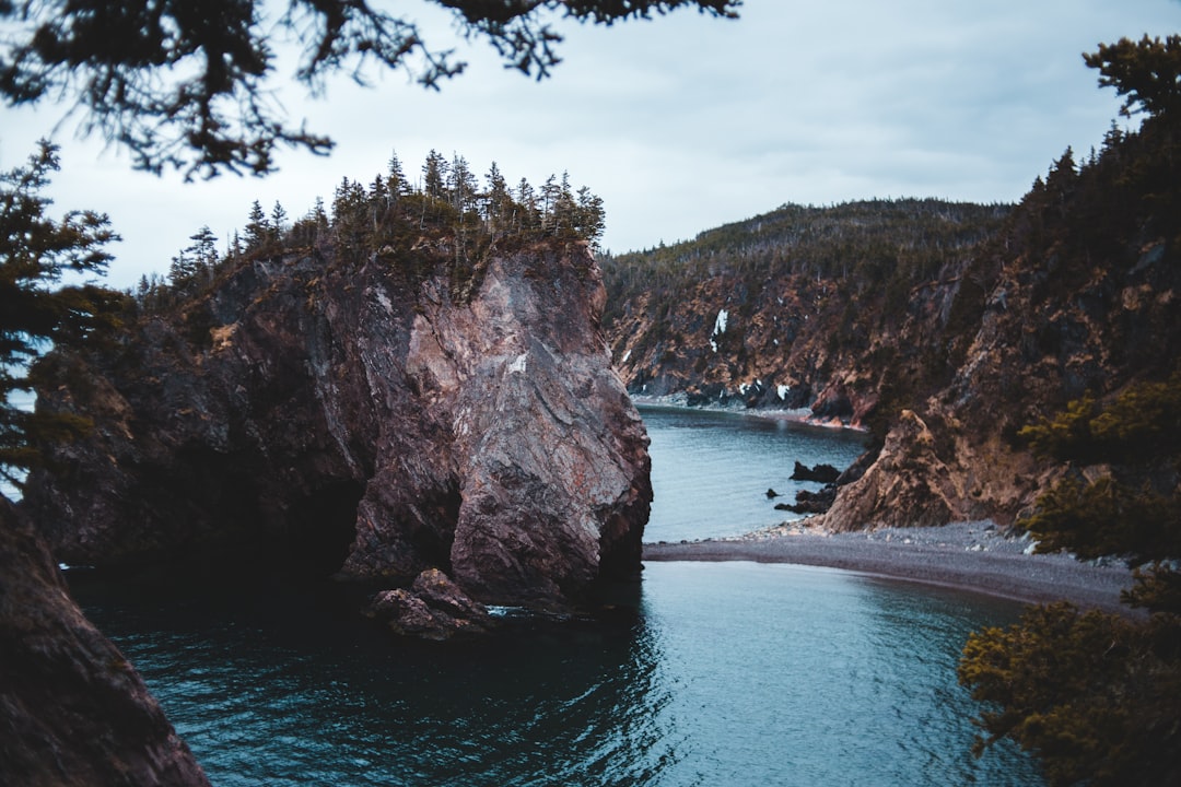 brown rock formation on body of water during daytime