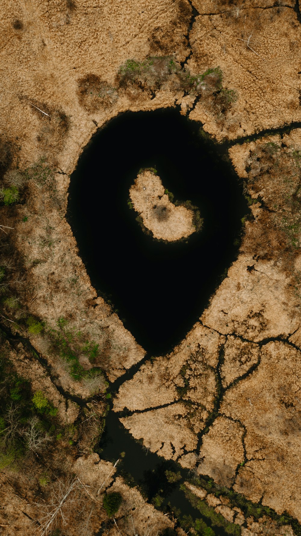 heart shaped hole on brown soil