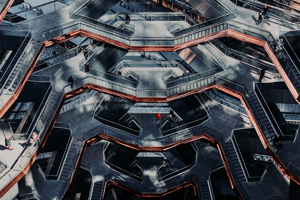 black and red escalator in a building