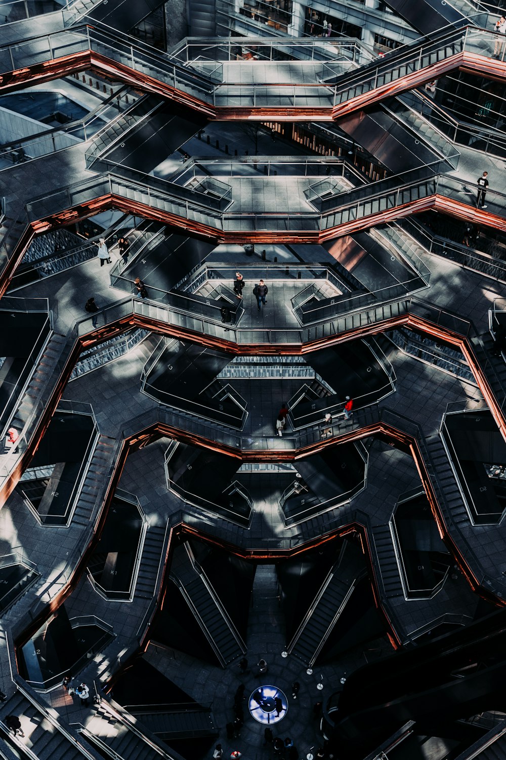 black and red escalator in a building