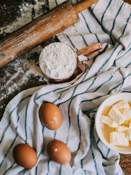 white egg on white textile