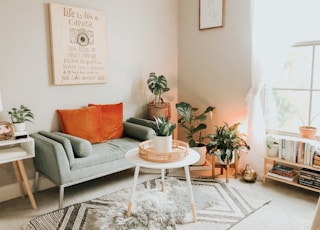 green potted plant on white round table