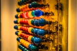 A vibrant display of various light bulbs.