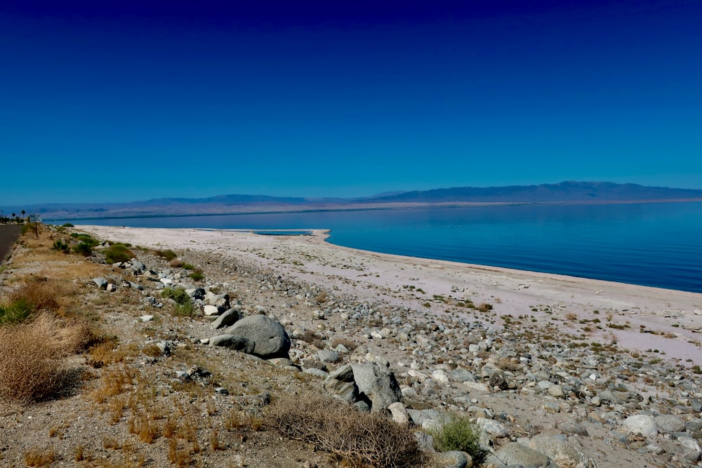 Rocas grises cerca del cuerpo de agua durante el día