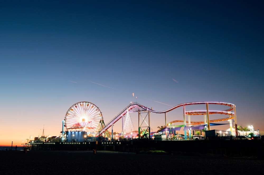 ferris wheel under blue sky during night time