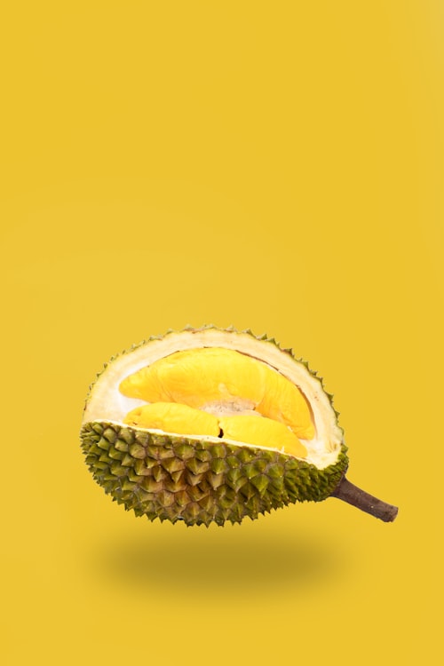 Durian fruit split open