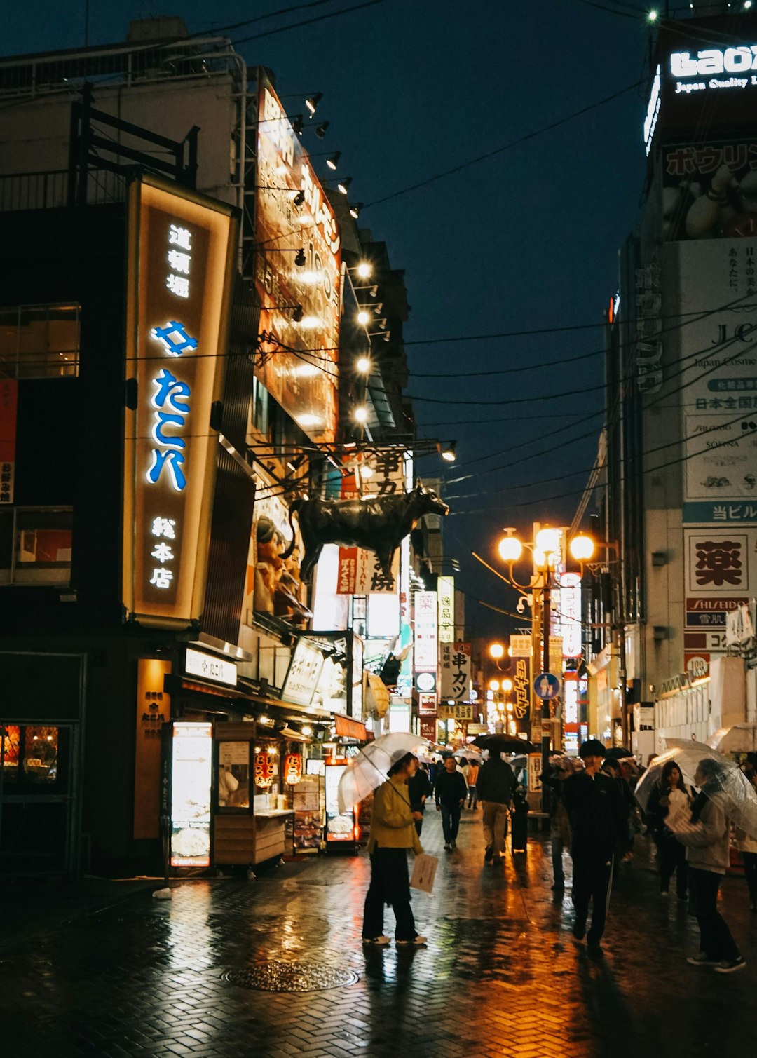 people walking on street during night time