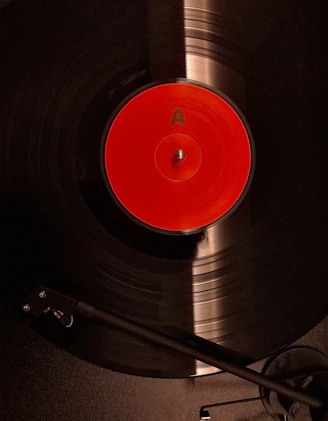 red and black vinyl record