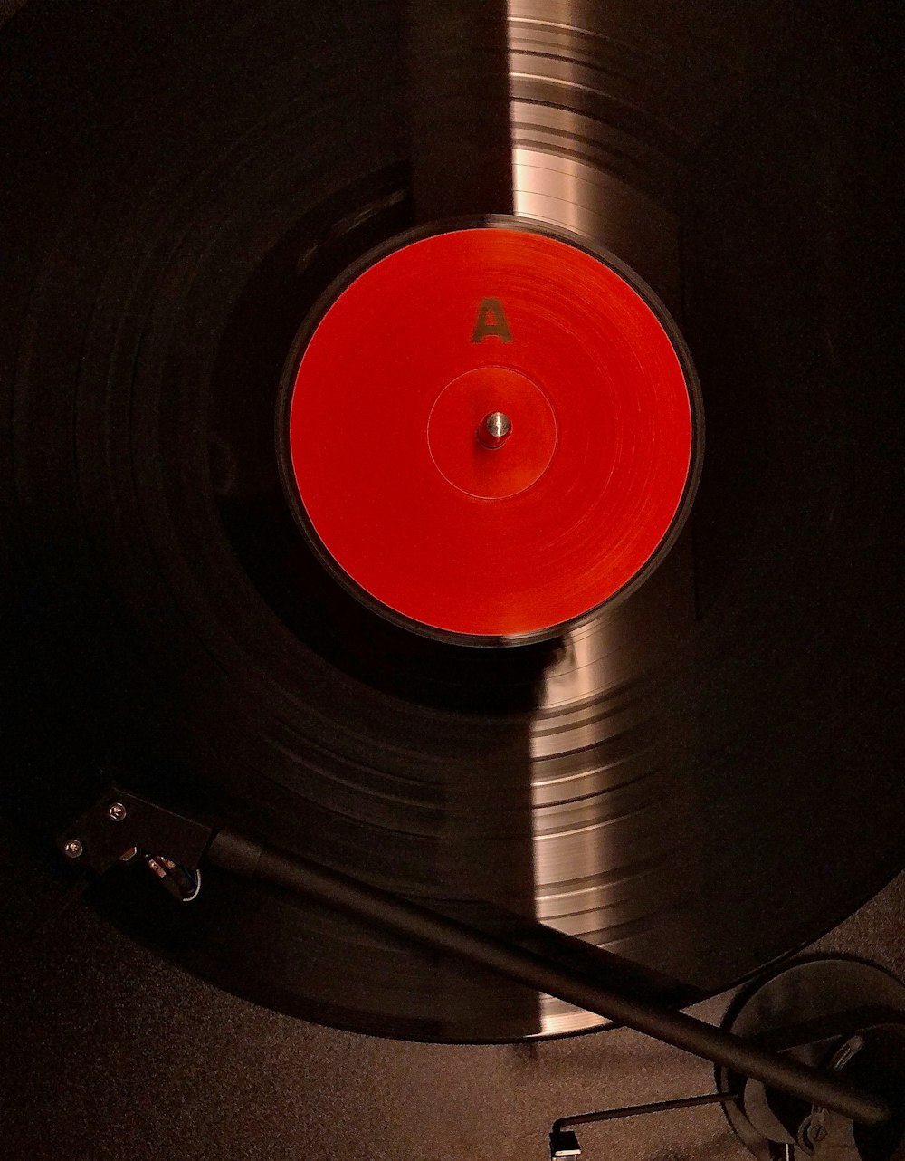 red and black vinyl record