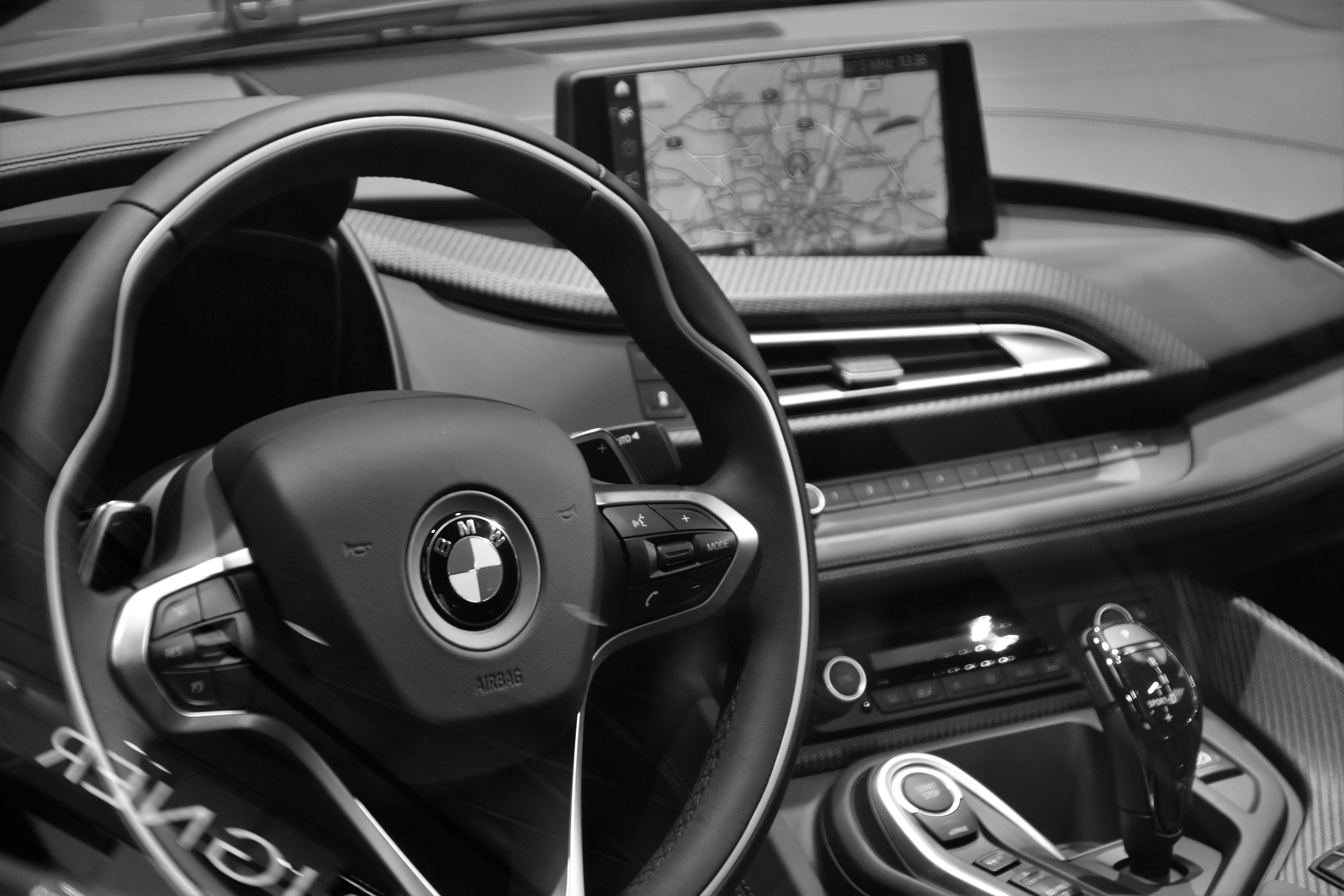 black and silver bmw steering wheel