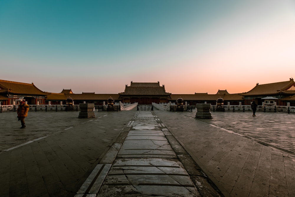 people walking on park during sunset