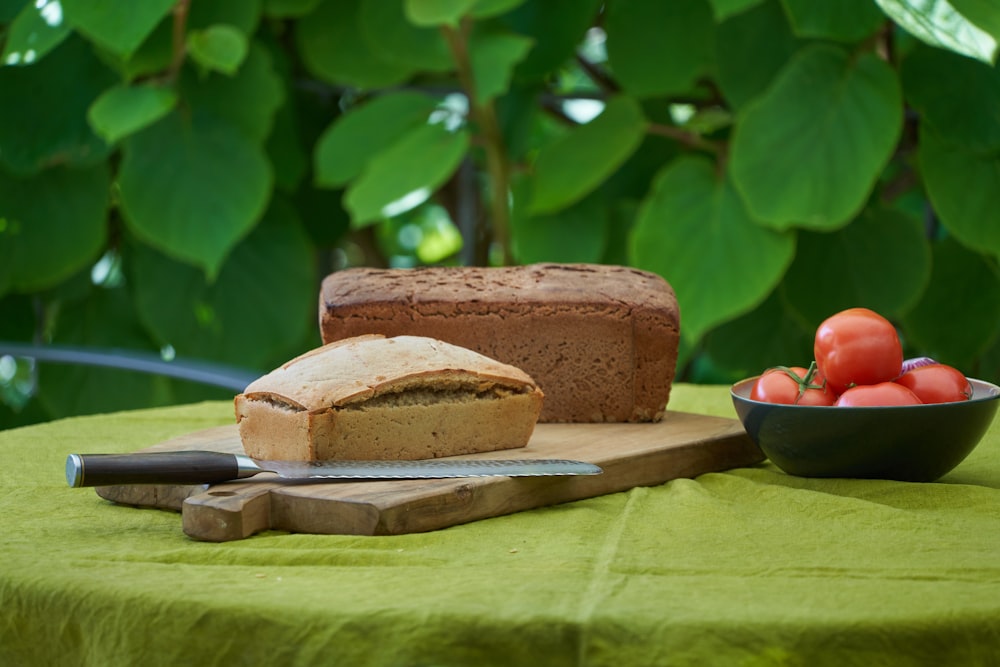 brown bread on green textile