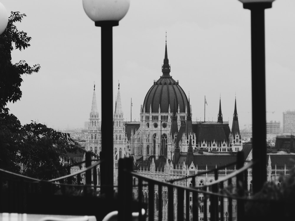 grayscale photo of a building