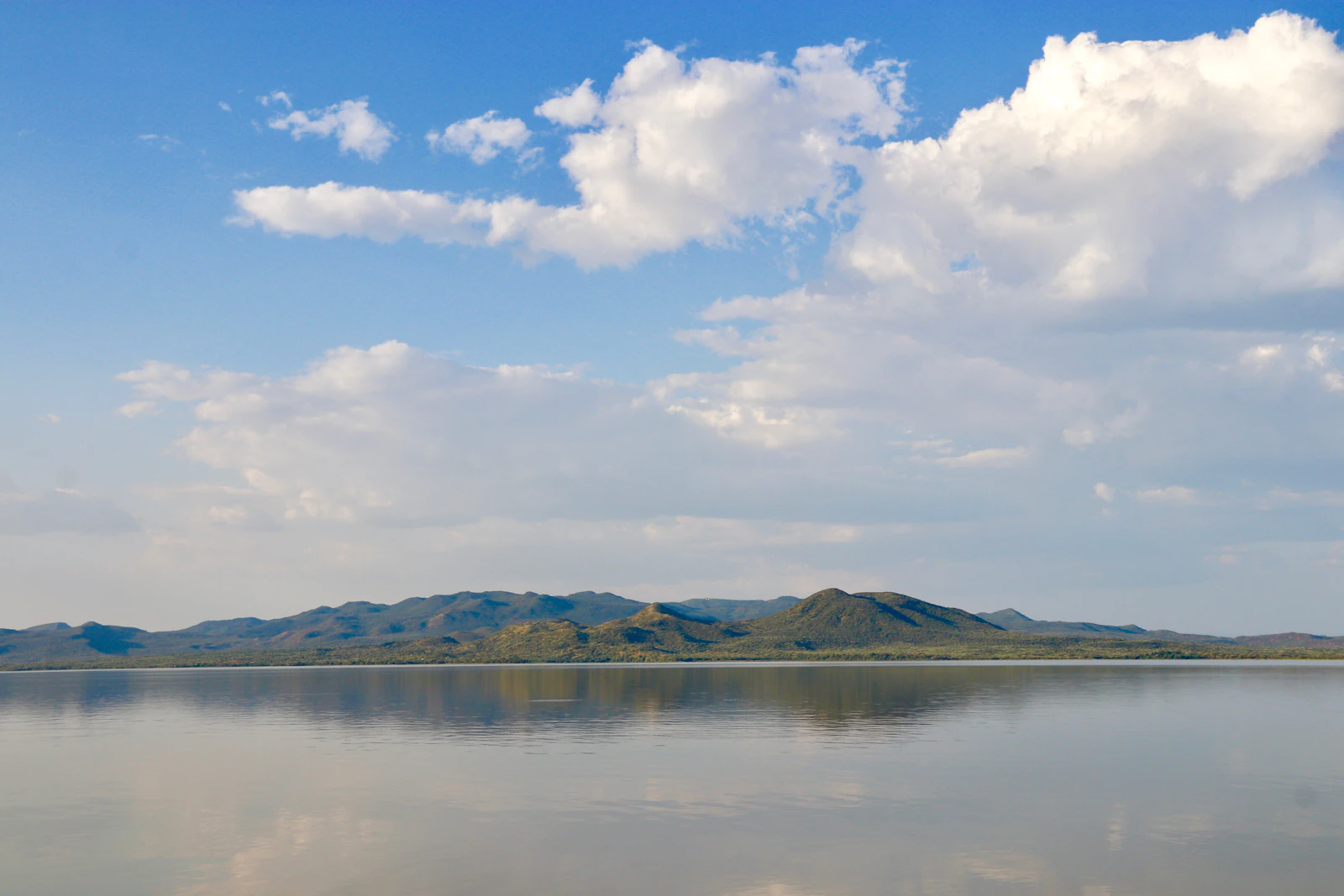 Open water and shoreline at Lake Baringo in Kenya's northern Rift Valley