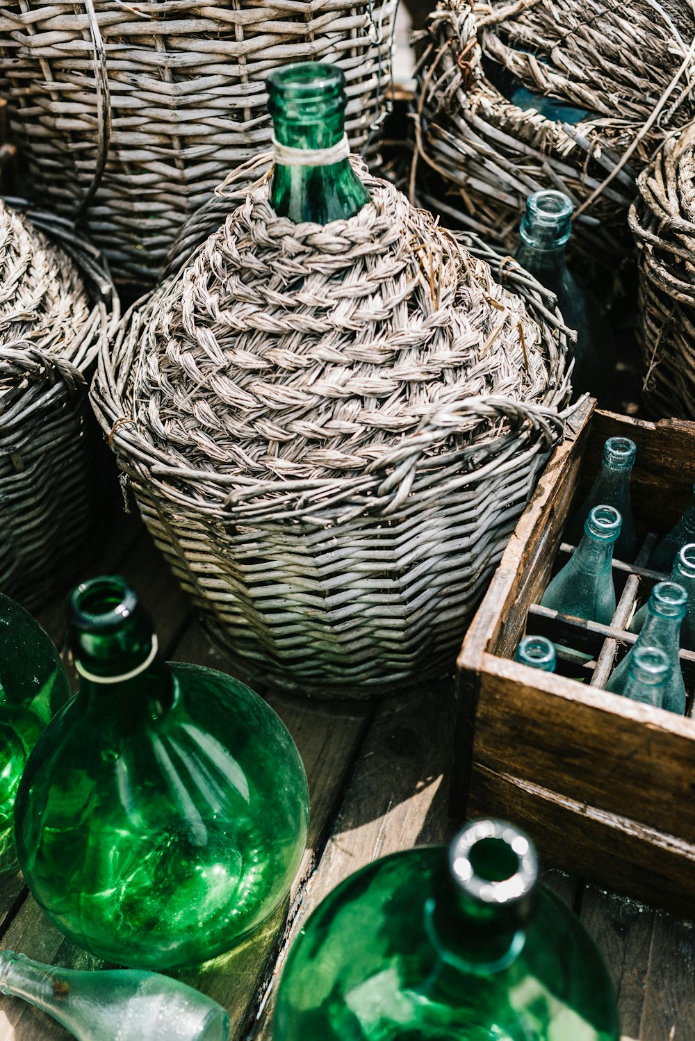 brown woven basket on brown wooden table