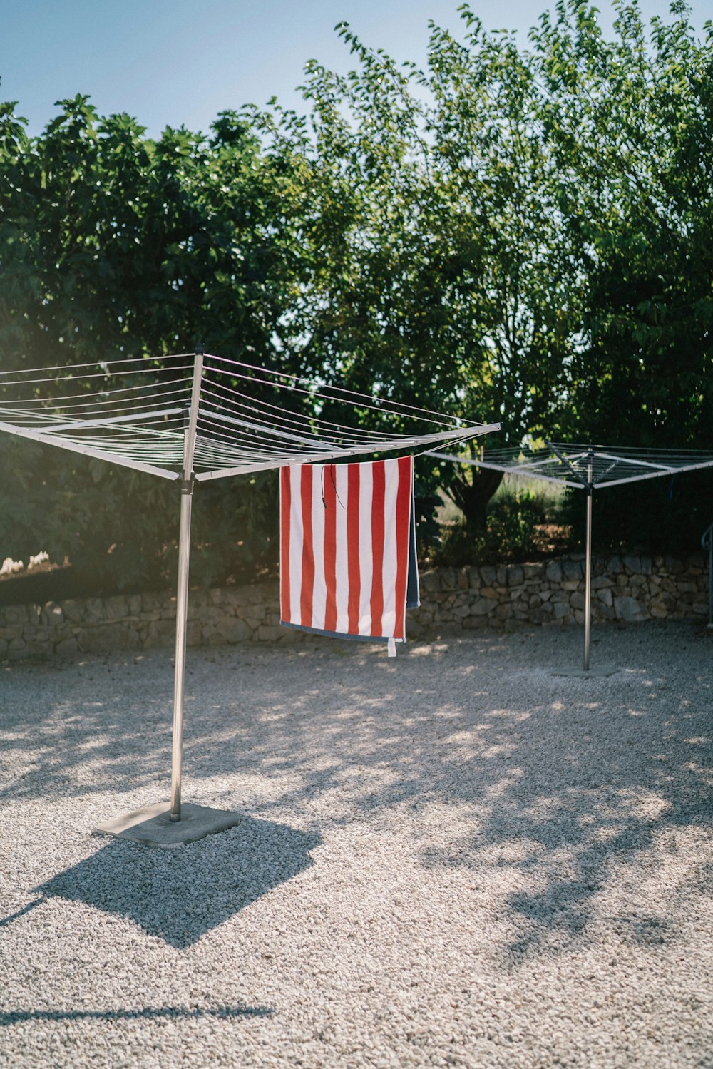 us a flag on gray metal pole