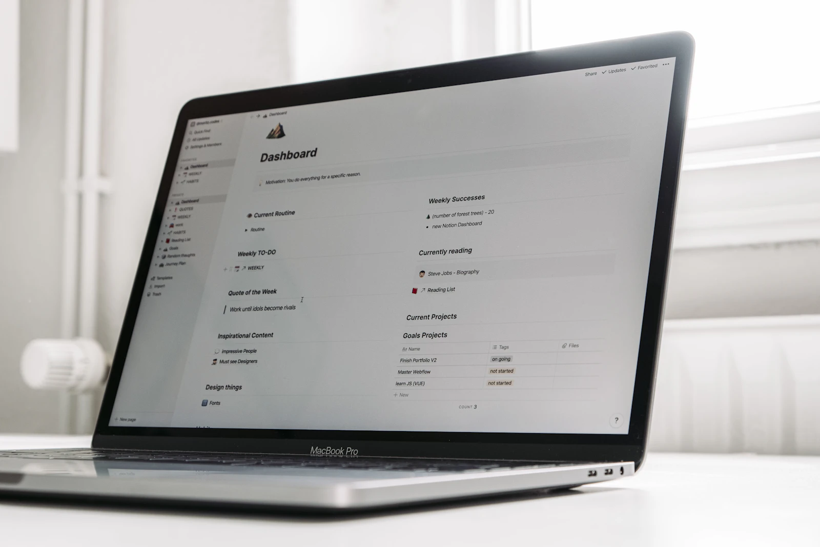 Laptop showing a clean dashboard interface