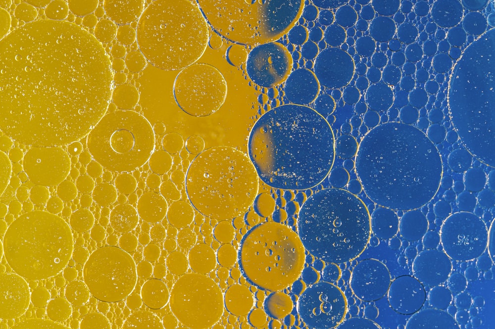 blue and yellow water droplets