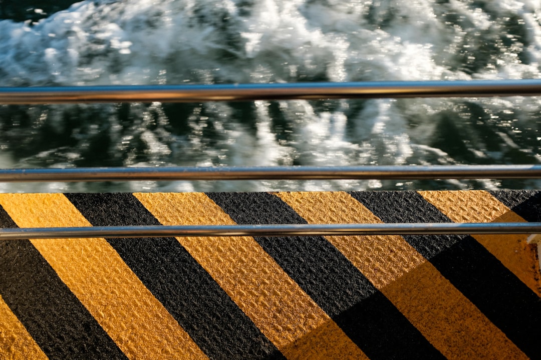 blue and brown striped textile