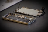 black and gold hard disk drive