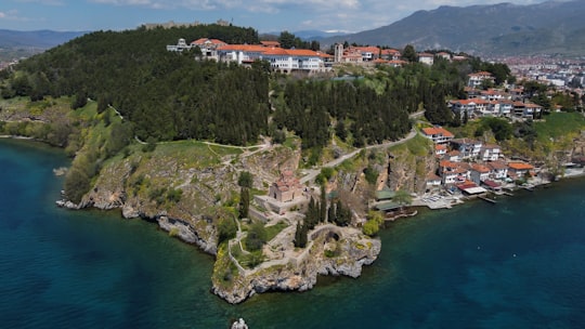 aerial view of houses on mountain in Ohrid North Macedonia