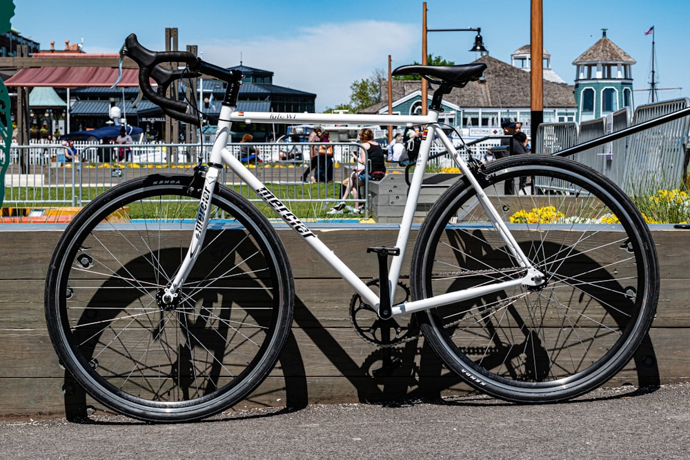 white and black road bike