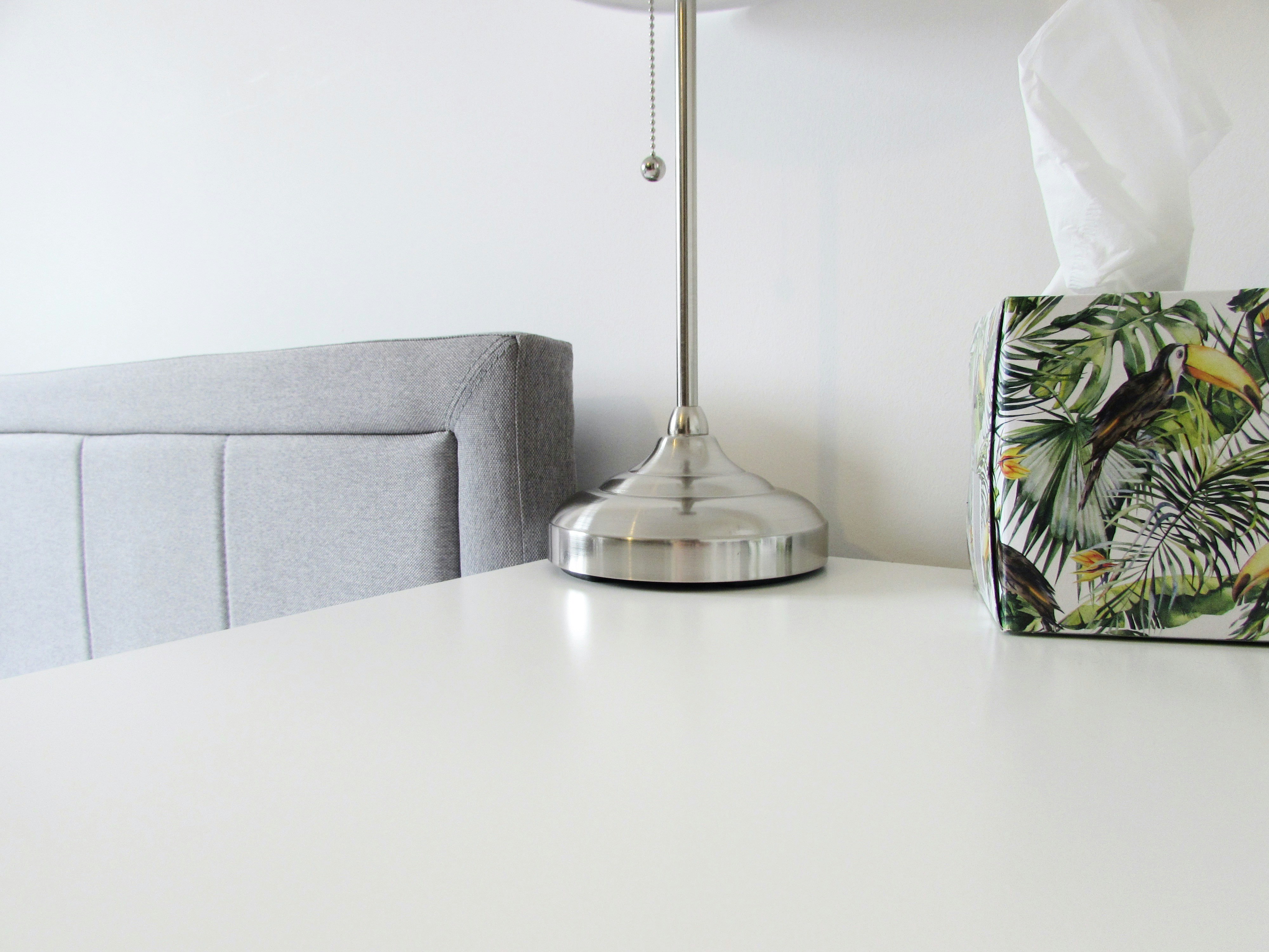 Bedside table with space for commercial product