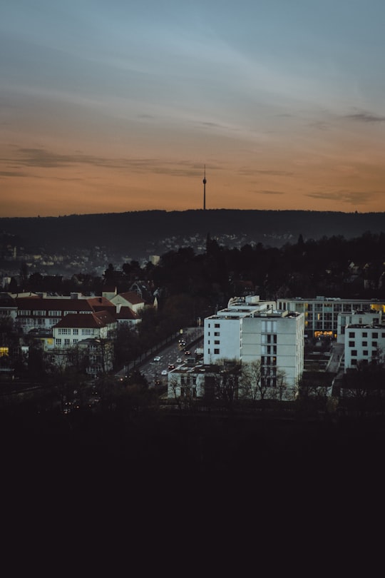 white concrete building during sunset in Stuttgart Germany