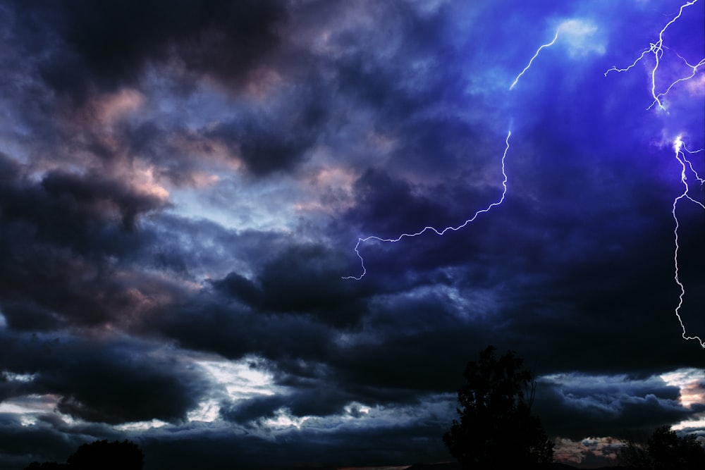 lightning strike on the sky