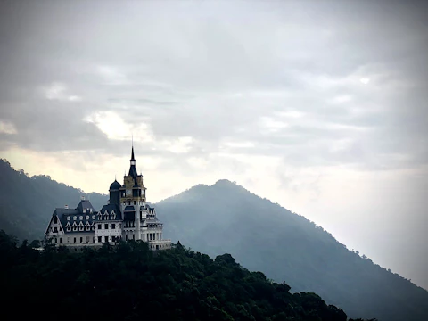 A haunting book cover showing a gothic castle shrouded in mist.