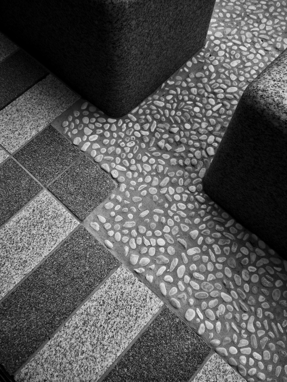 black and white checkered floor tiles