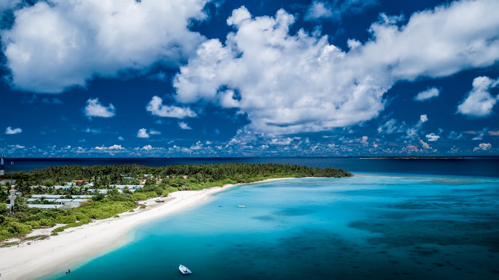 blue sky and white clouds over the sea