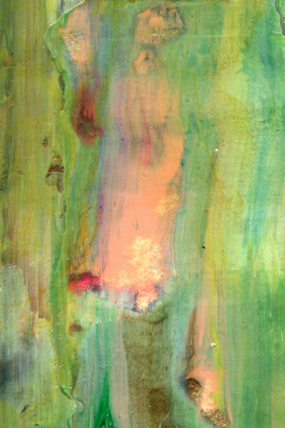 green and brown abstract painting