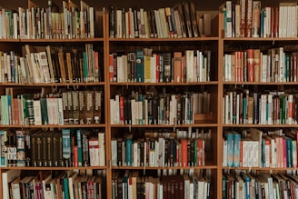 brown wooden book shelf with books
