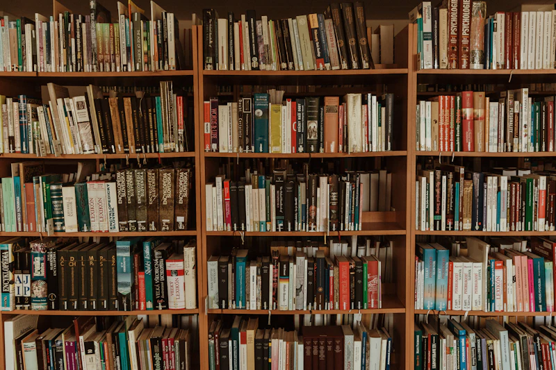 Library shelves filled with books