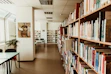 books on shelves in library